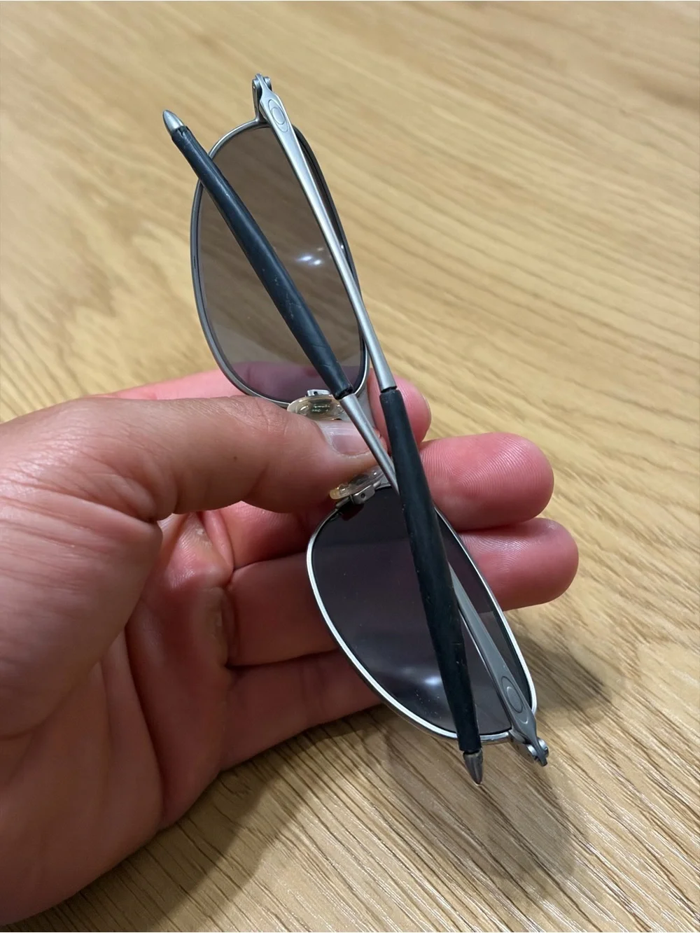 Oakley A Wire Silver Frame Sunglasses with Dark Gray Lenses